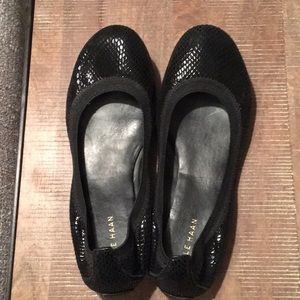 Cole Haan Black lizard flats